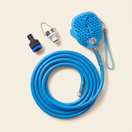 Ducha con cepillo, manguera y adaptadores para el grifo