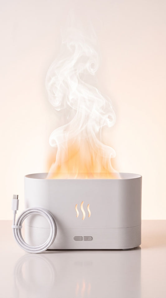 Humidificador difusor con efecto llama y cable USB-C